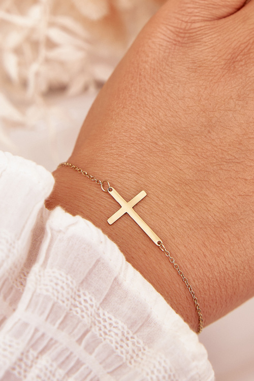 Браслет З Хрестом Хірургічна Сталь Золото