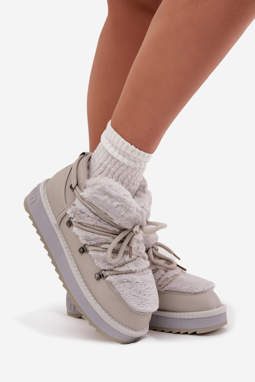 Низькі снігові чоботи на платформі з хутром D.Franklin DFSH370011 Світло-сірі