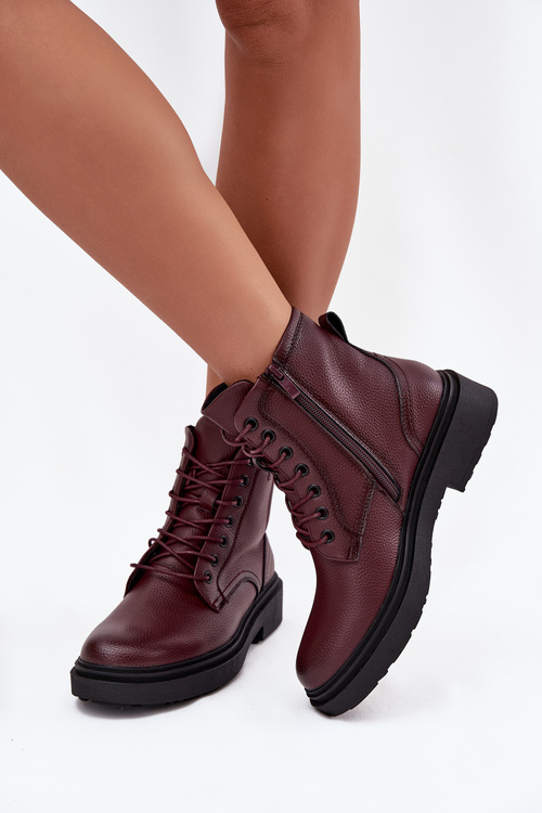 Теплі жіночі ботинки з натуральної шкіри Sergio Leone BT25248-S бордові