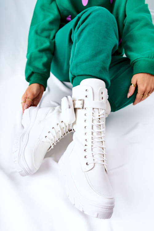 Чоботи на платформі з сумкою Білі Issanti