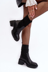Жіночі черевики на масивному каблуці та носку Чорні Briogen