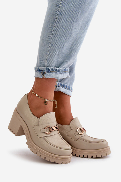 Zazoo 20175 Жіночі туфлі з лакованої шкіри Натуральна шкіра світло-бежевого кольору