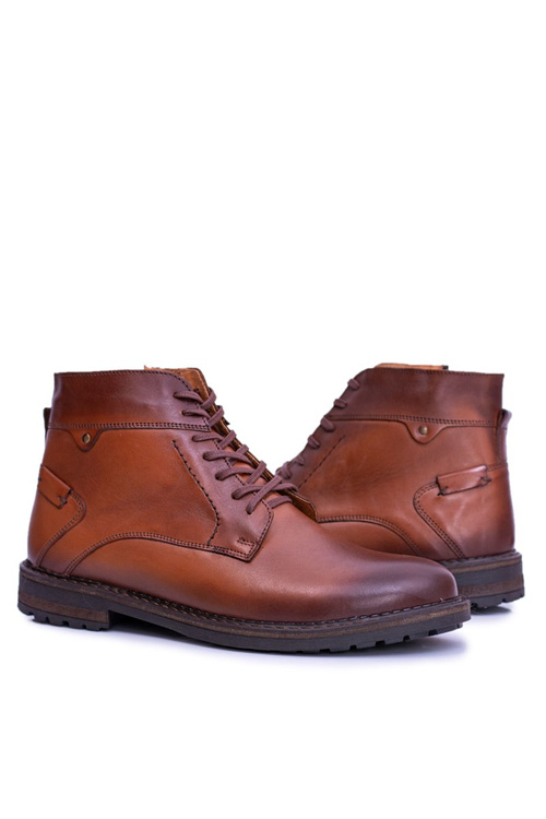 Коричневі чоловічі чоботи шкіряні утеплені Ботильони Devenor