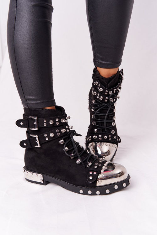 Жіночі утеплені чоботи з реактивною замшею, чорні Lu Boo