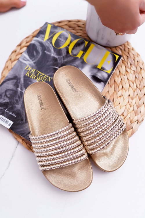 Жіночі шльопанці з бісером Gold Elavi