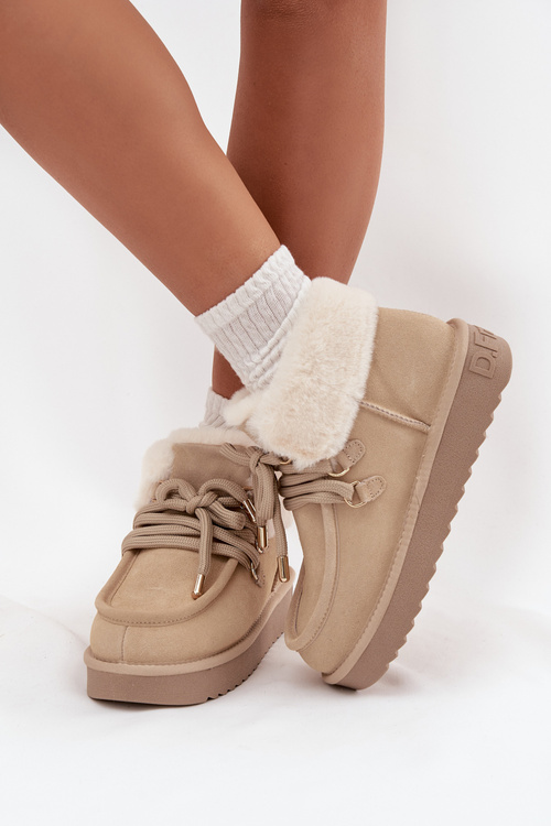 Жіночі зимові чоботи з натуральної замші D.Franklin DFSH375006 Світло бежеві