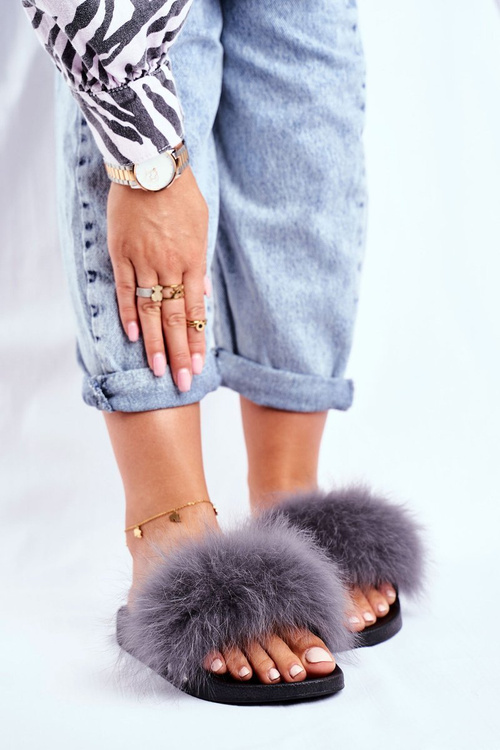 Жіночі шорти з натуральним хутром сірі бушідо