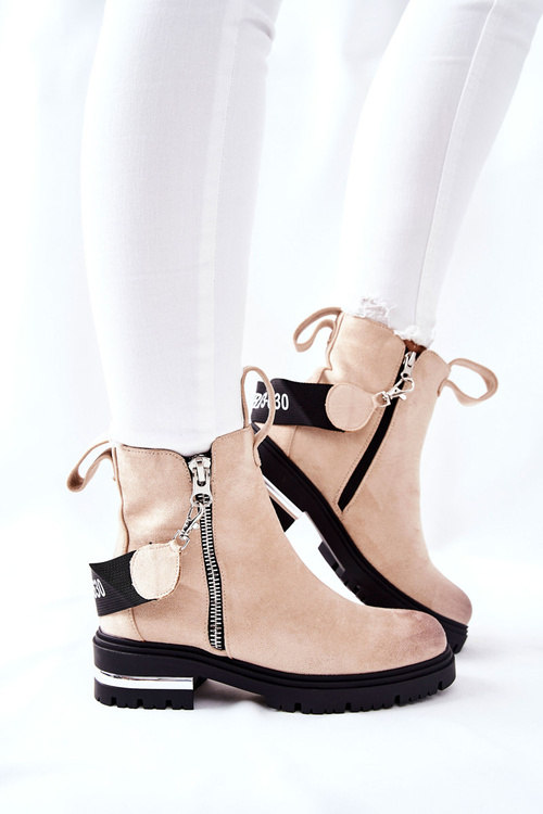 Чоботи утеплені на блискавці Кортона бежеві