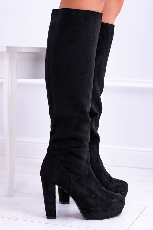 Чорні жіночі замшеві чоботи на платформі Sergio Leone KZ296