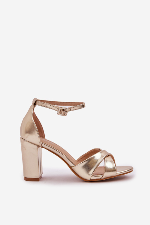 Сандалі На Каблуку З Еко Шкіри Золоті Lanaria