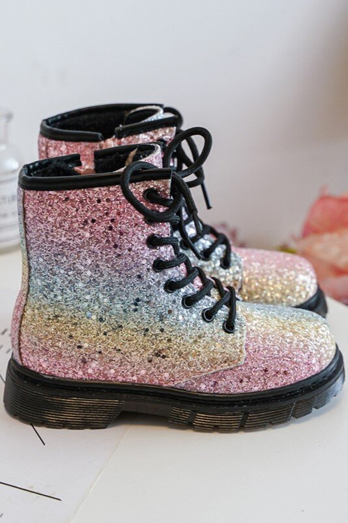 Дитячі блискучі пухнасті чоботи на підкладці з різнокольоровою блискавкою Saussa