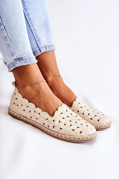 Жіночі сліпони-балетки з квітами, бежевий Венеція