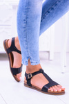 Чорні жіночі сандалі на плоскій підошві Sunnyside