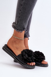 Жіночі босоніжки прикрашені квітами чорного кольору Cellanen