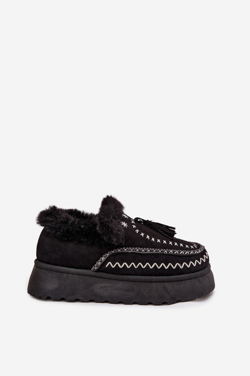 Жіночі зимові чоботи на платформі з хутром і бахромою Чорний Ferayne