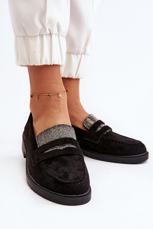 Жіночі чорні лофери Dananei з прикрасами