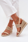 Жіночі Сандалі З Перфорацією На Каблуку З Плетінням Бежеві Золіра
