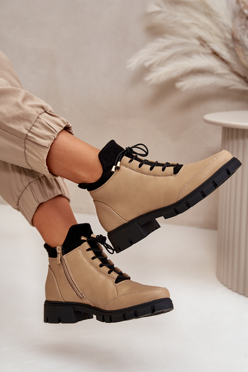 Чоботи жіночі утеплені з еко шкіри бежеві Erisabelle