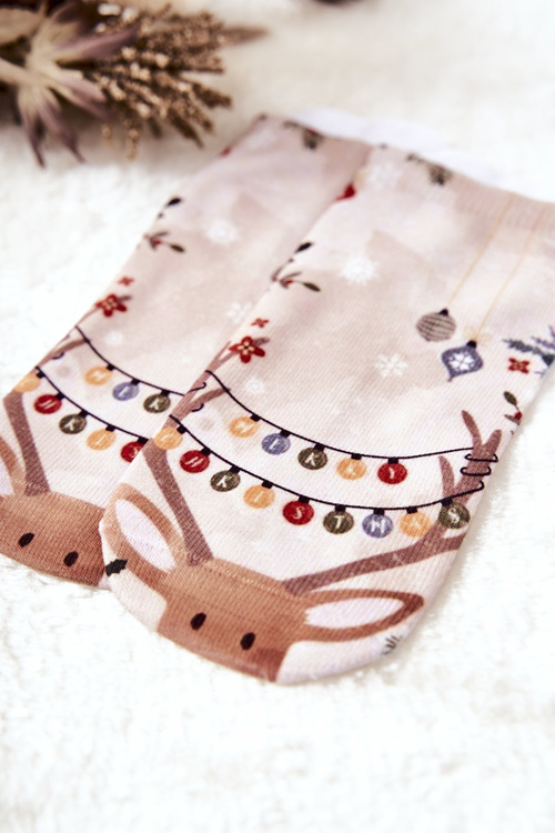 Шкарпетки для ніжок Reindeer Merry Christmas Beige