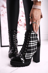 Жіночі чоботи на блочному каблуці в клітку Black Blair