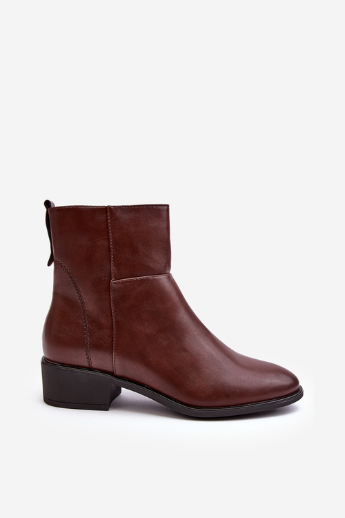 Жіночі шкіряні черевики на блискавці коричневого кольору Semotti