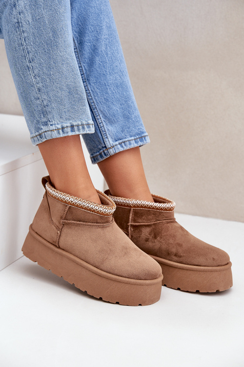 Снігоступи на платформі з декоративною вишивкою світло-бежеві Heslania