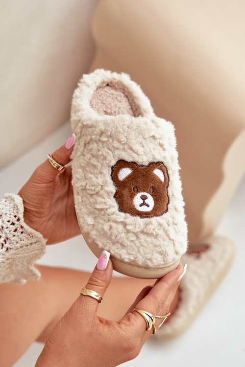 Жіночі тапочки з хутром типу Баранчик і Ведмедик Бежеві Temiena