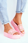 Жіночі шльопанці на платформі рожеві RICH
