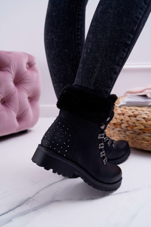 Чоботи жіночі Trappers зі штучного хутра чорні Ергост