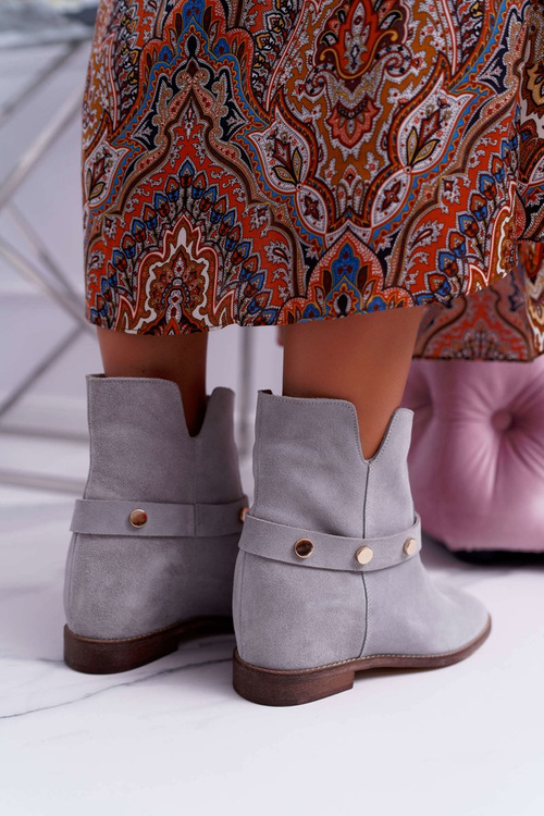 Жіночі черевики Laura Messi 1890, шкіряні замшеві сірі дарма