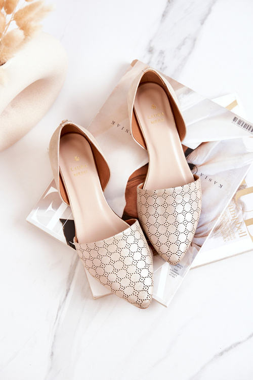 Елегантні шкіряні балетки Laura Messi 1110 Gold Petrol Shine