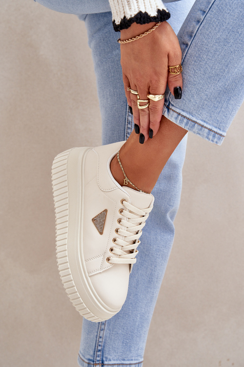 Стильні кросівки на масивній платформі світло-бежеві Vallexia