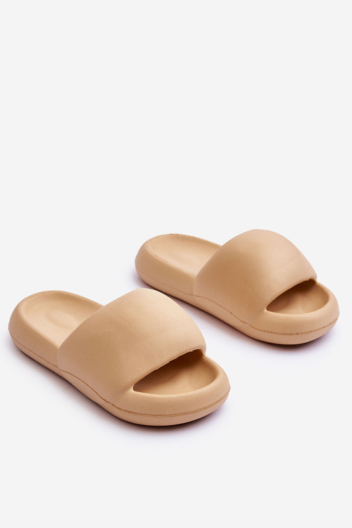 Жіночі легкі пінопластові тапочки на платформі бежеві Milton