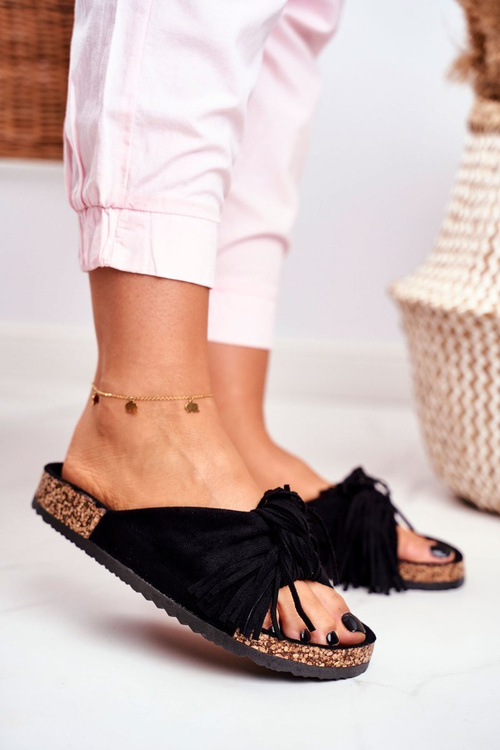 Жіночі шльопанці Black Tassels Marina