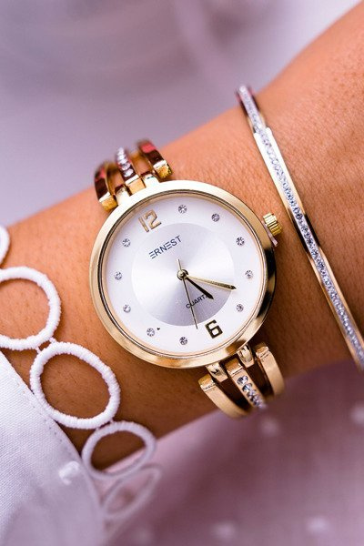 Жіночий годинник Ernest Zirconia Gold Alendi