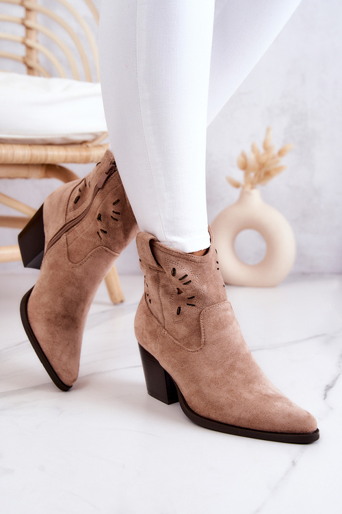 Замшеві жіночі ковбойські чоботи Beige Devon