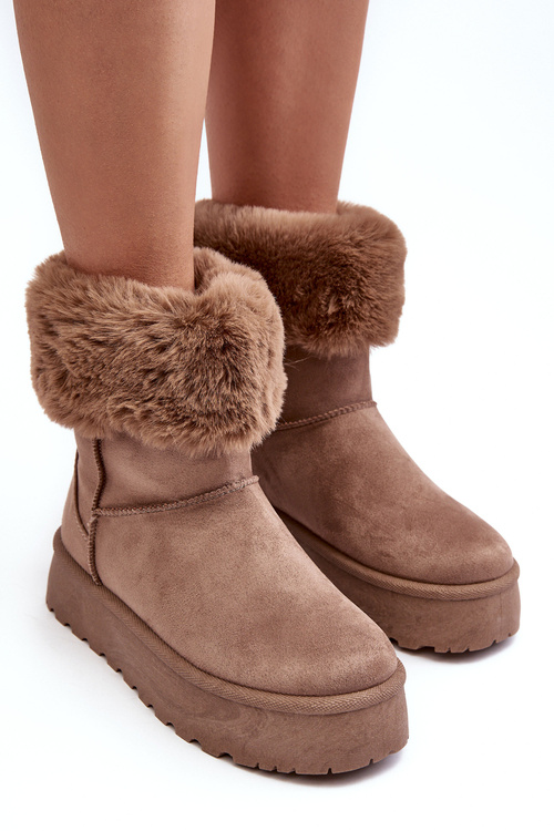 Жіночі бежеві зимові черевики Rainsa на хутряній підкладці