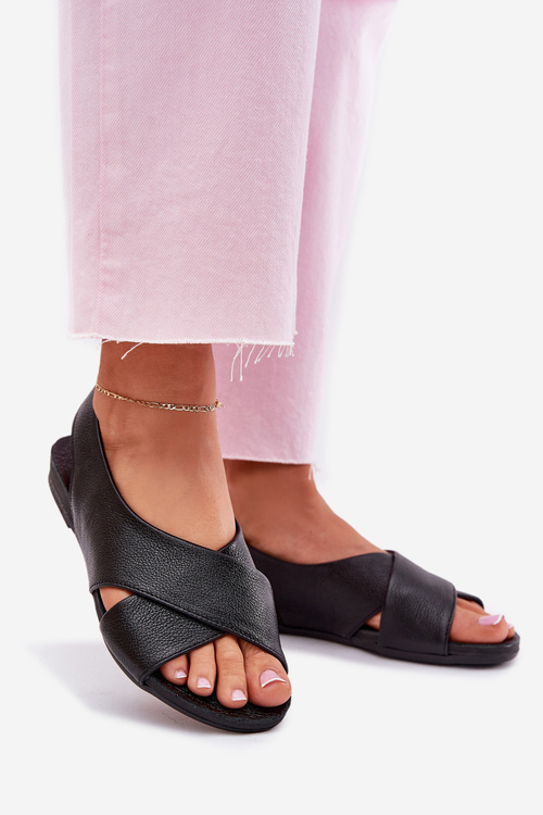 Жіночі шкіряні сандалі чорні Zazoo 40407