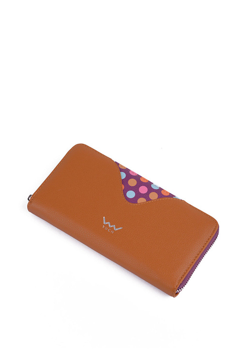 Великий гаманець на блискавці з коричневими крапками Reine