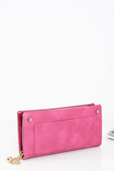 Великий жіночий гаманець, золотий кулон, рожевий