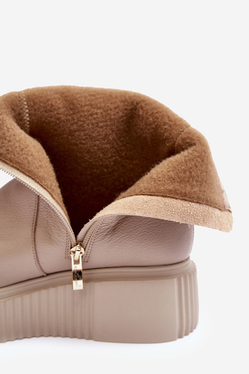 Жіночі шкіряні чоботи на платформі бежеві Jenefer