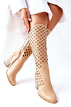 Ажурні замшеві високі чоботи бежеві Дієслова