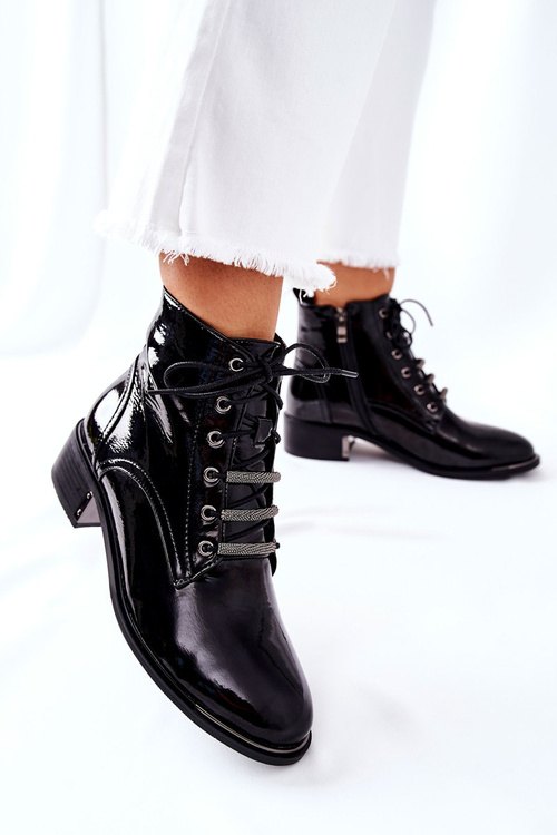 Класичні жіночі утеплені чоботи Shiny Black Reflection