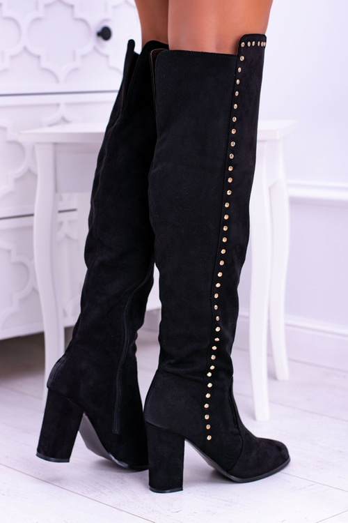 Чорні замшеві мушкетерські черевики Portoso