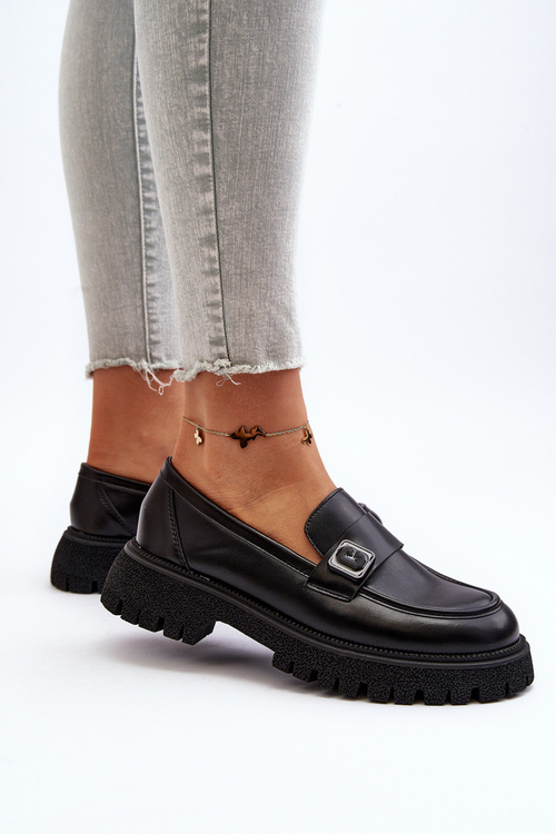 Чорні жіночі лофери Flanila з ремінцем