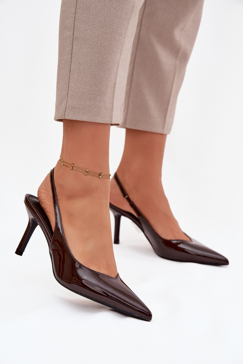 Лаковані туфлі на підборах шоколадні Phelia