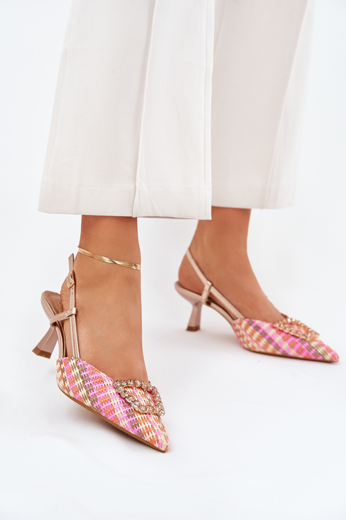 Туфлі На Каблуку З Декорацією Та Відкритим Каблуком Шампанське Teminora