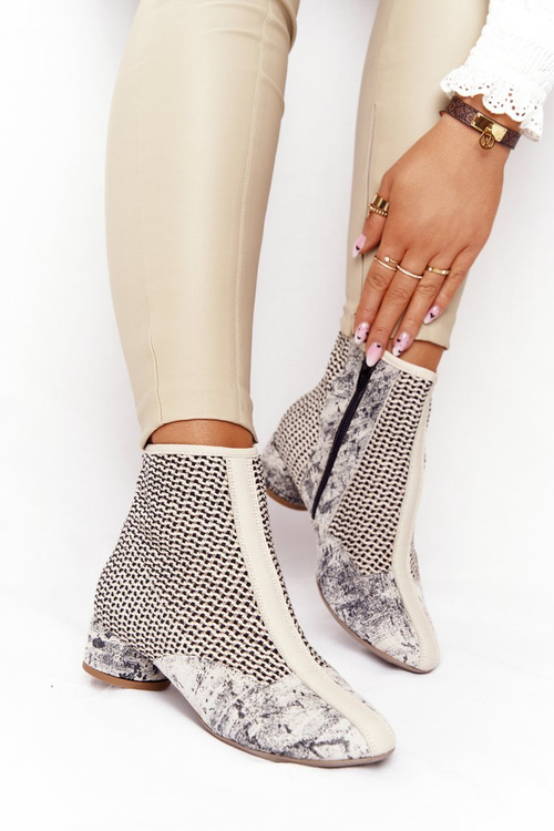 Плетені чоботи на каблуці Maciejka 04937-03 Бежеві