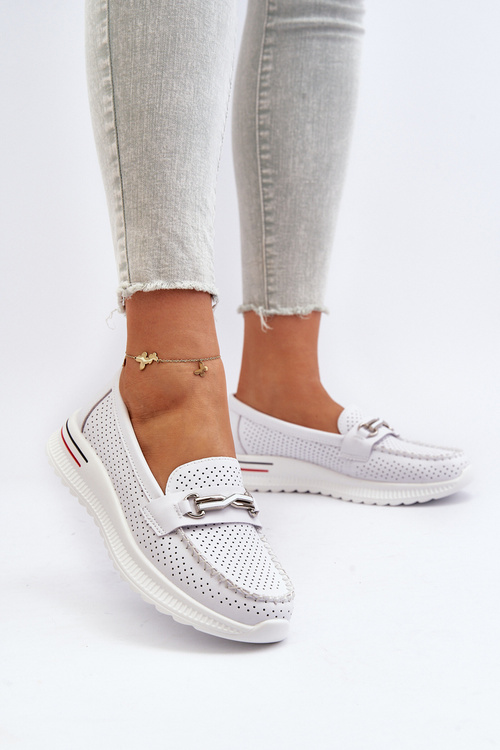 Білі жіночі шкіряні мокасини Veridinna