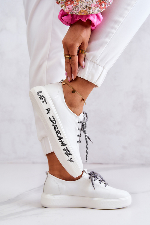 Жіночі шкіряні кросівки на платформі White Marien